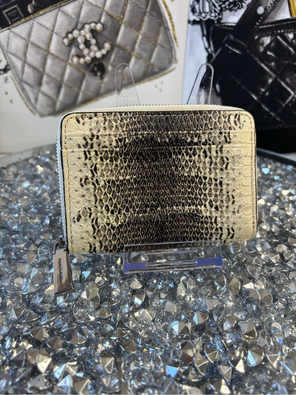 Michael Kors snakeskin-printed zip-around wallet EUC